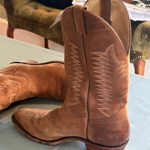 Boulet Men's Golden Brown Leather Cowboy Boots 1828 Size 11 1/2 B Preowned
